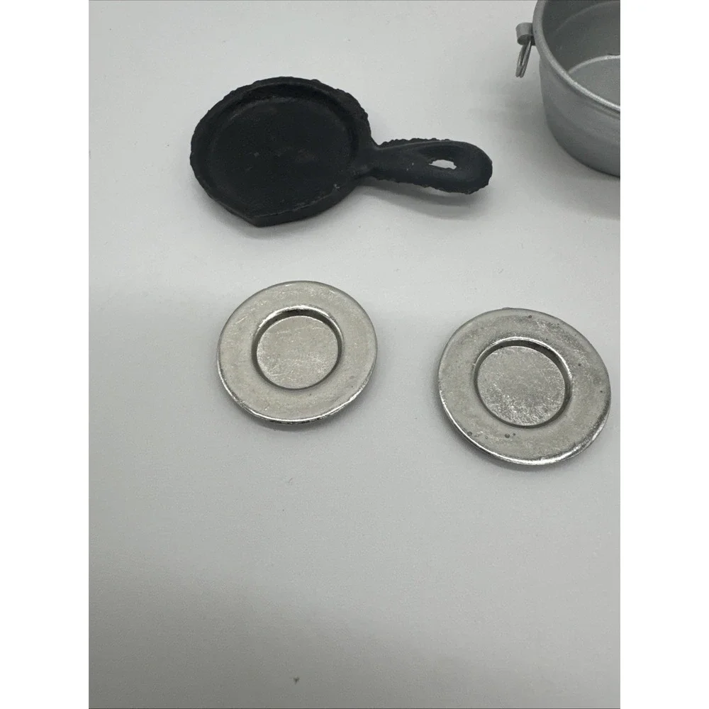 Miniature Dollhouse Kitchen Cookware Lot  Iron Skillet Knife Tin Dish Cast Metal